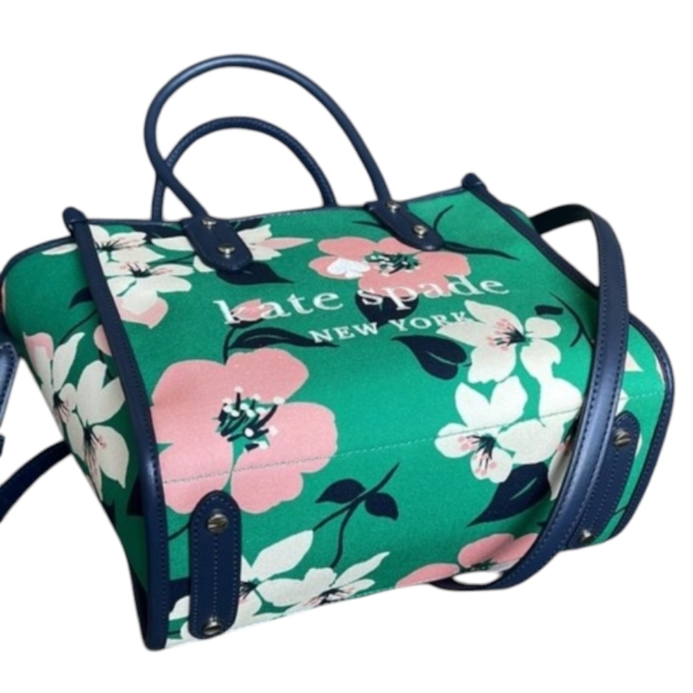 Kate Spade ♠️ Lily Blooms Green flower print Multi Sm Tote Crossbody Bag purse - Picture 4 of 8